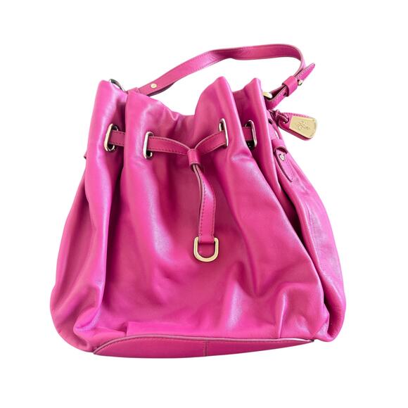 Cole Haan Cornelia Ellie Large Drawstring Fuchsia Purse - Picture 2 of 12